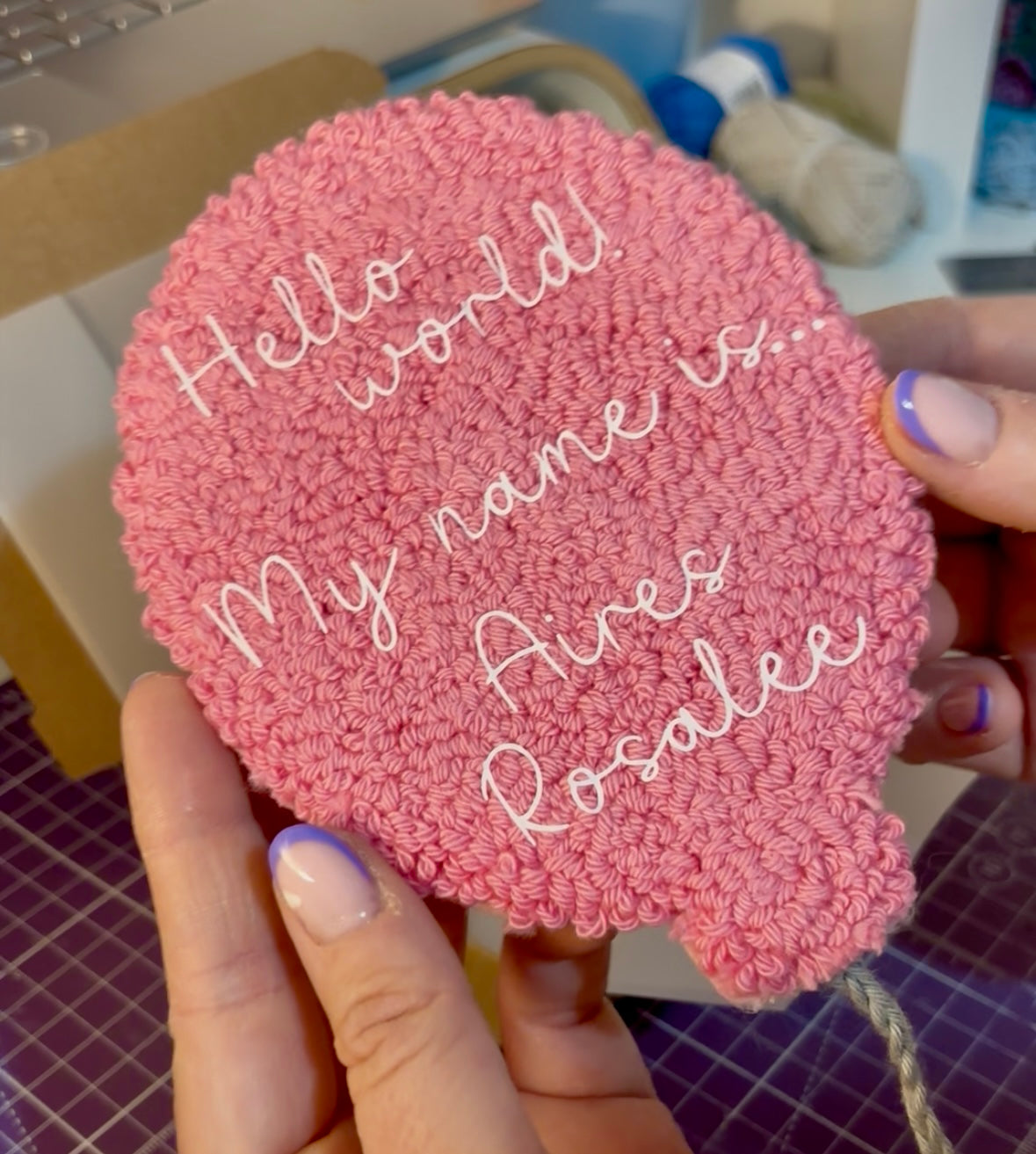 Baby announcement punch needle balloon, new baby, hello world, personalised, bedroom hanging, wall hanging