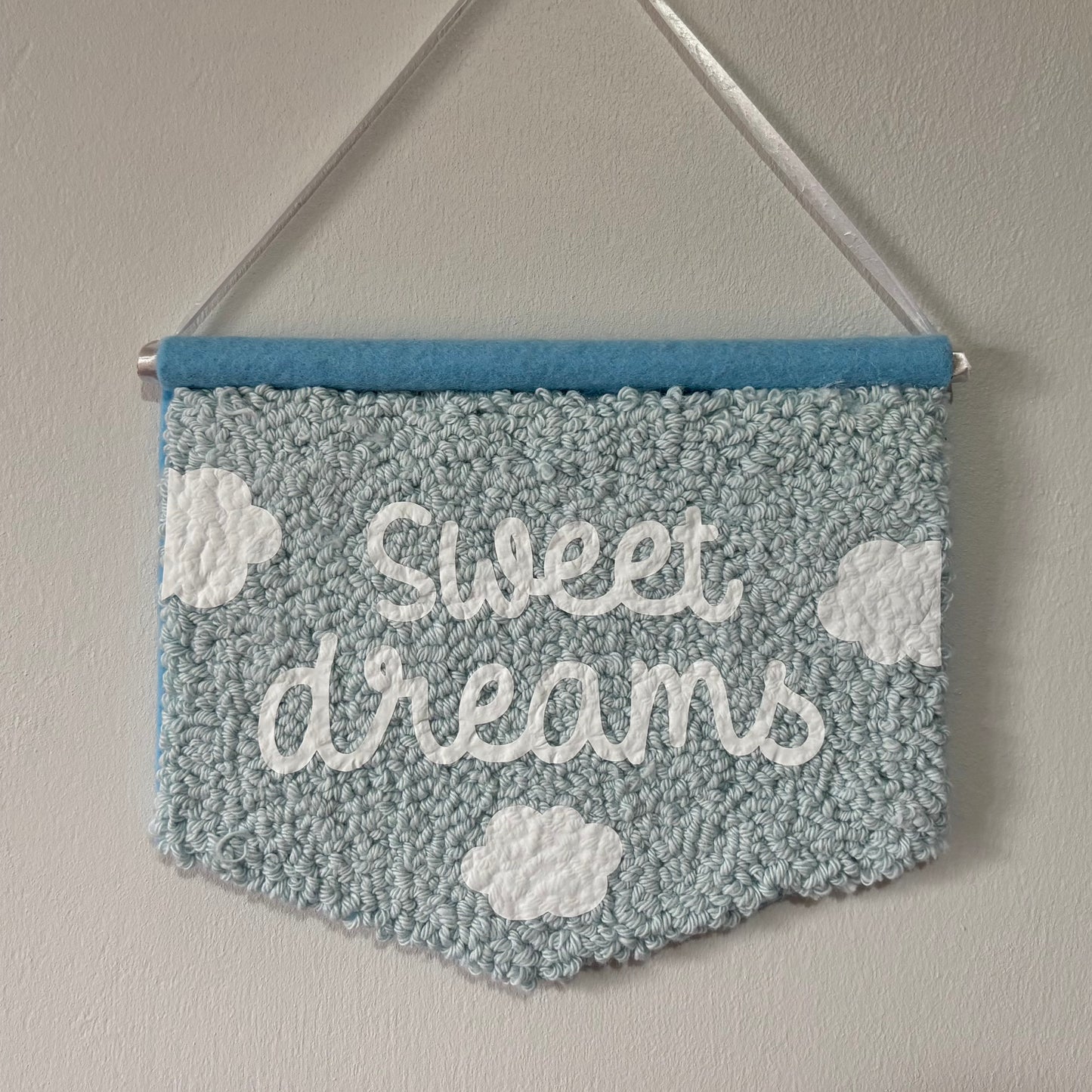 Sweet dreams punch needle banner, bedroom hanging, wall hanging, wall decor