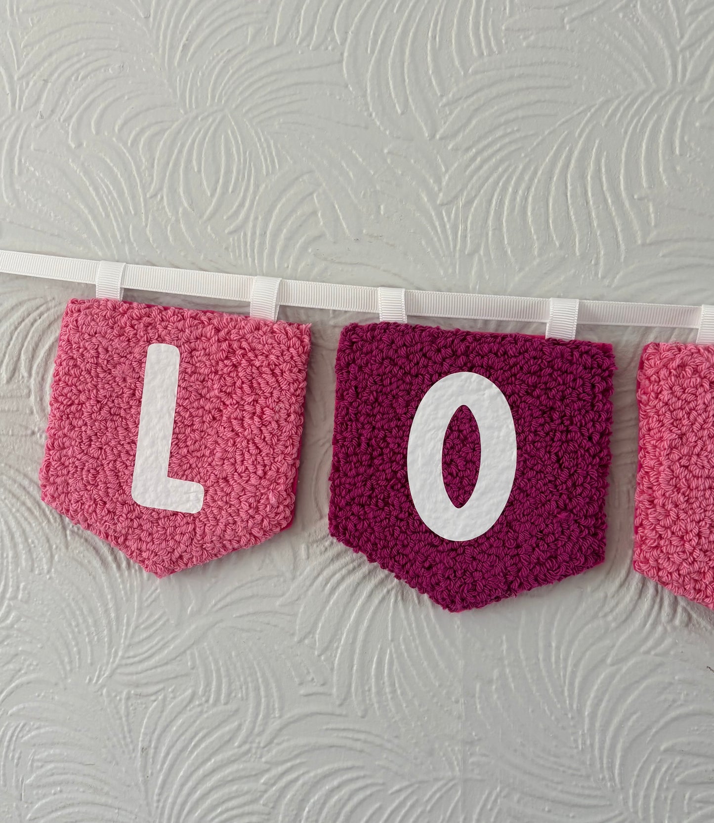 Personalised punch needle flag garland, name, personalised, bedroom hanging, wall hanging, playroom, wall decor
