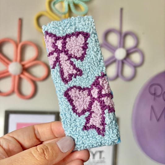 Double bow punch needle bookmark, cute decor, home decor, office decor