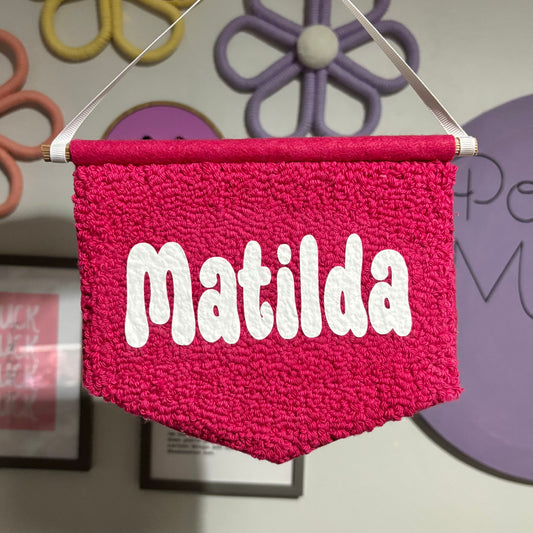 Personalised punch needle banner, name, personalised, bedroom hanging, wall hanging, playroom, wall decor