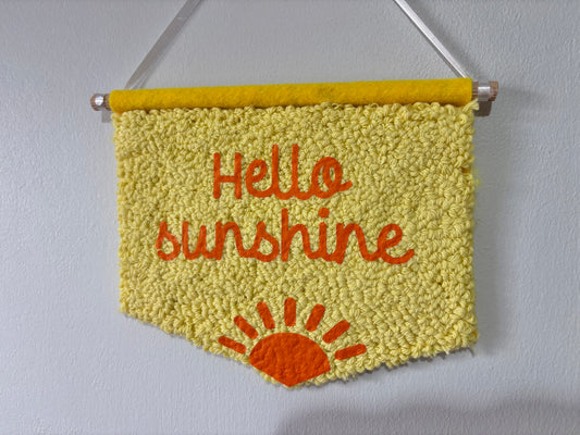 Hello sunshine punch needle banner, bedroom hanging, wall hanging, wall decor