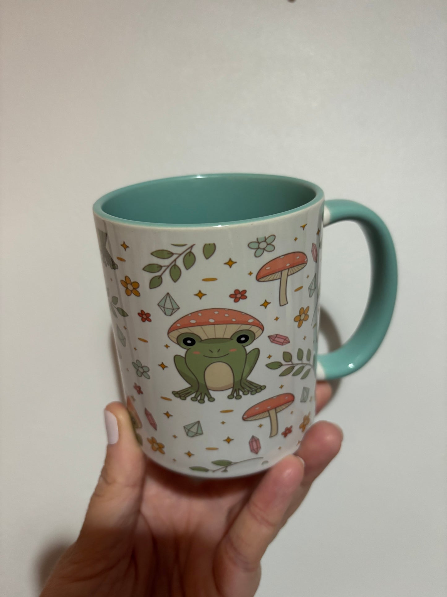 CLEARANCE mushroom frog sublimated design mug - White mug - Glass mug - Tea - Coffee - Drinks