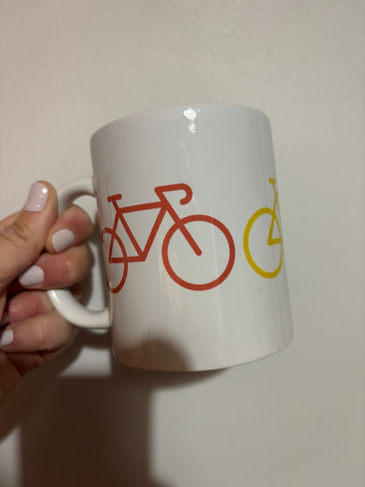 CLEARANCE cycling design mug - White mug - Glass mug - Tea - Coffee - Drinks