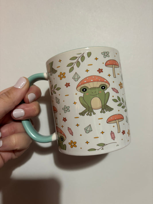 CLEARANCE mushroom frog sublimated design mug - White mug - Glass mug - Tea - Coffee - Drinks