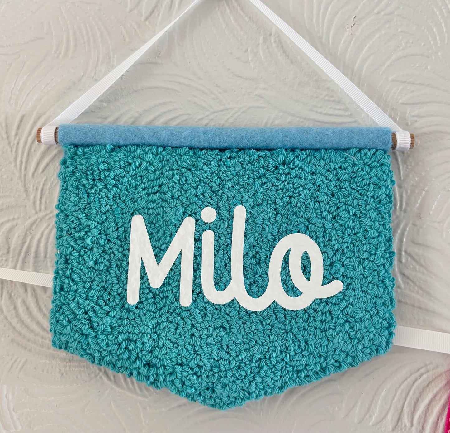 Personalised punch needle banner, name, personalised, bedroom hanging, wall hanging, playroom, wall decor