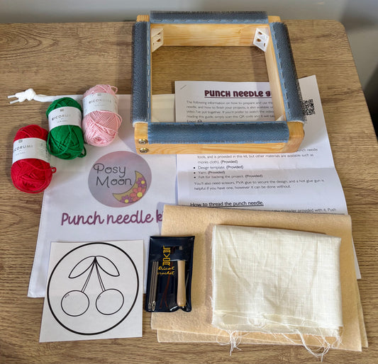 Punch needle kit, small frame option - Starter kit - Craft supplies