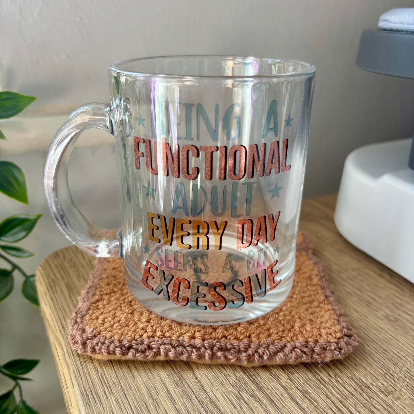 Functional adult sublimated design mug - White mug - Glass mug - Tea - Coffee - Drinks