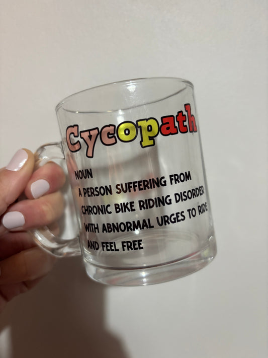 CLEARANCE cycopath sublimated design mug - White mug - Glass mug - Tea - Coffee - Drinks