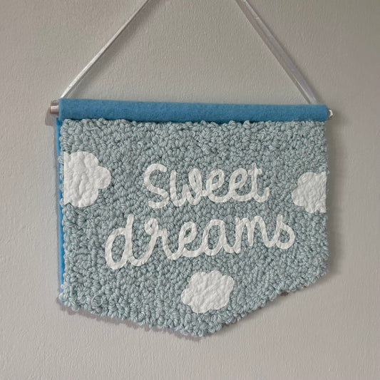 Sweet dreams punch needle banner, bedroom hanging, wall hanging, wall decor