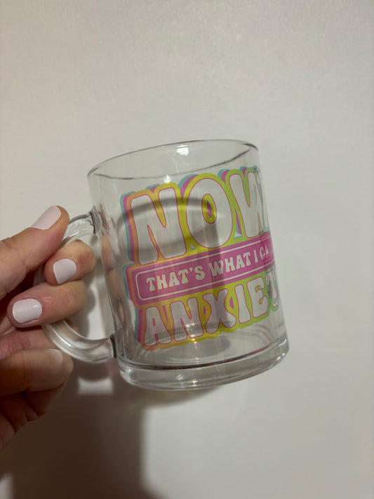 CLEARANCE anxiety sublimated design mug - White mug - Glass mug - Tea - Coffee - Drinks