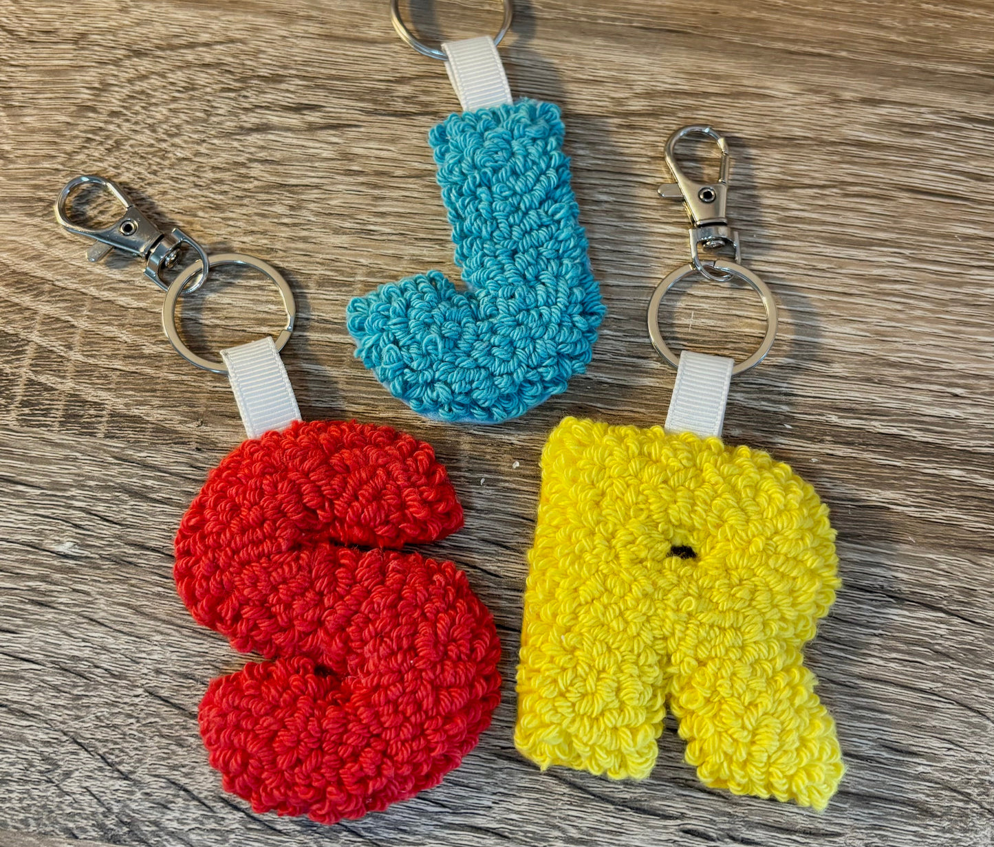Initial punch needle keyring, cute decor, personalised, initial, key accesory