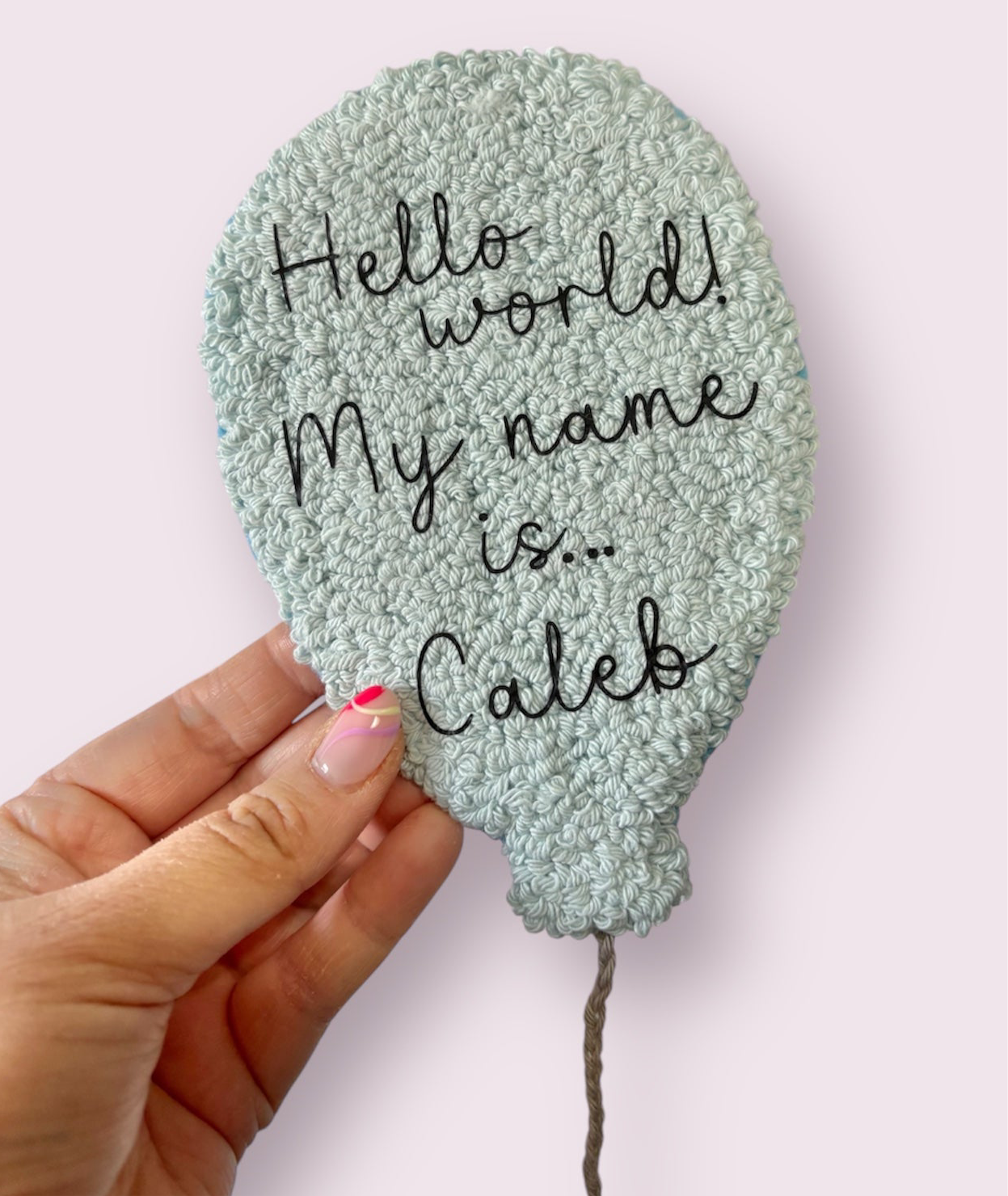 Baby announcement punch needle balloon, new baby, hello world, personalised, bedroom hanging, wall hanging