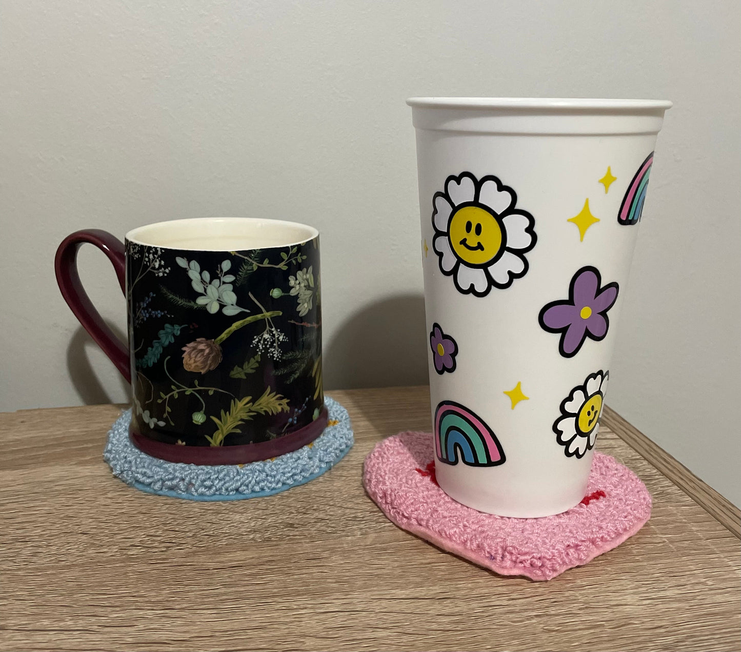 Tea/Coffee mug punch needle drinks coaster, mug rug, cute decor, home decor, office decor