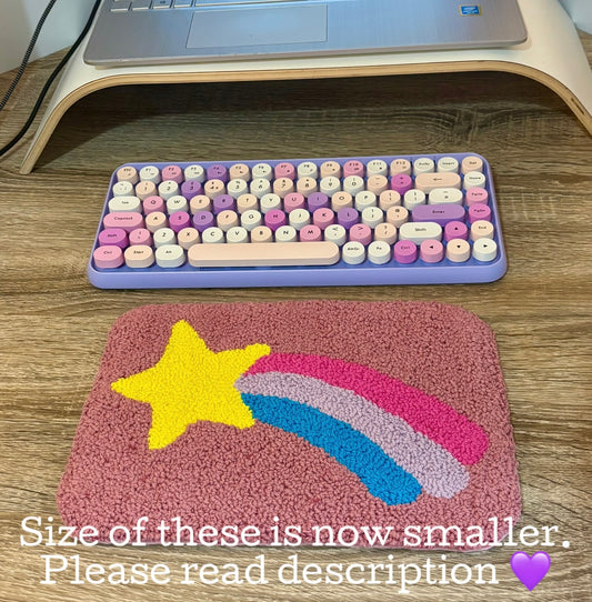 Shooting star punch needle desk mat, desk decor, desk accessory, cute decor, office decor