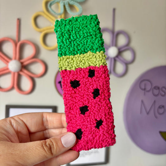 Watermelon punch needle bookmark, cute decor, home decor, office decor