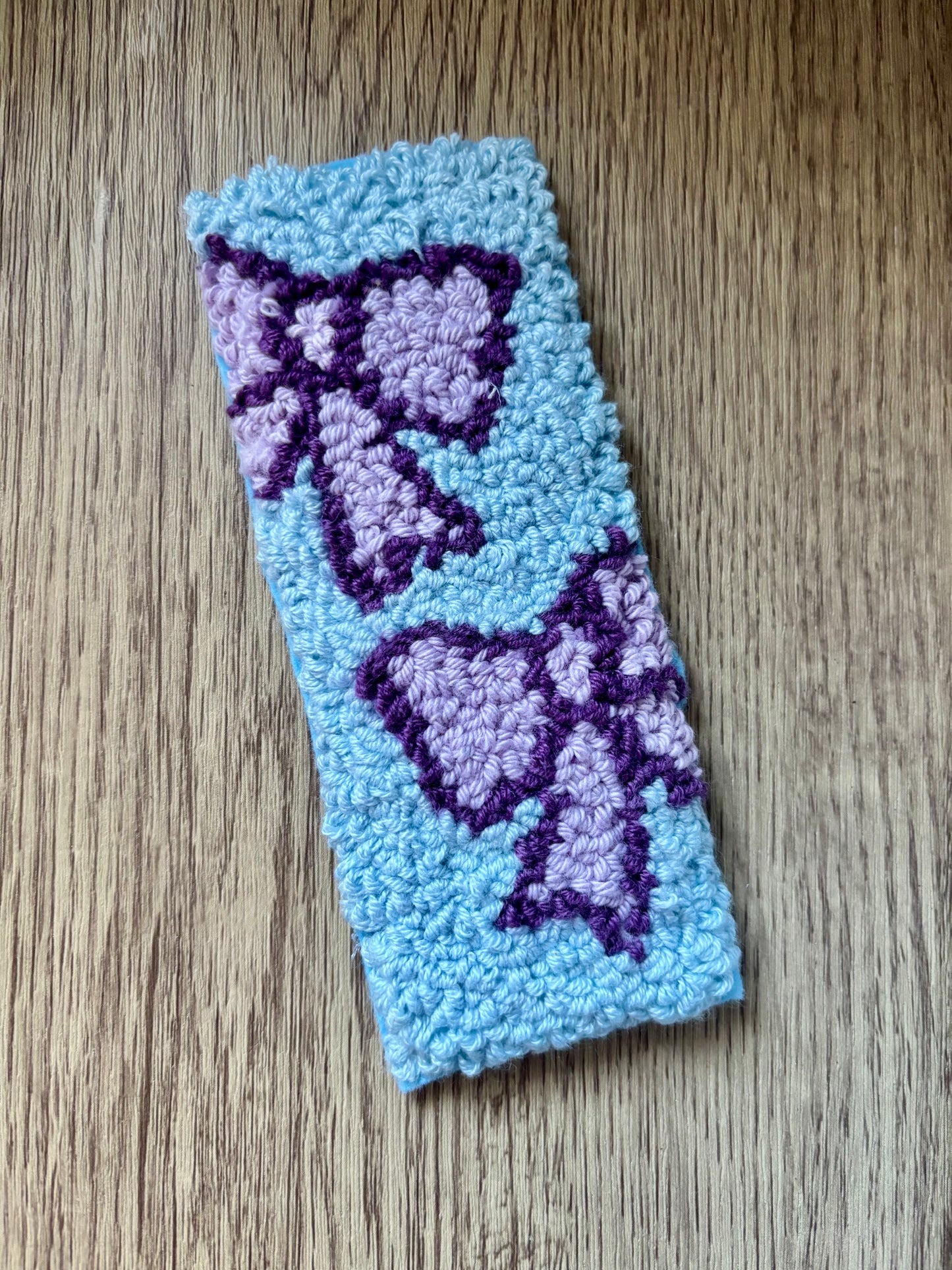 Double bow punch needle bookmark, cute decor, home decor, office decor