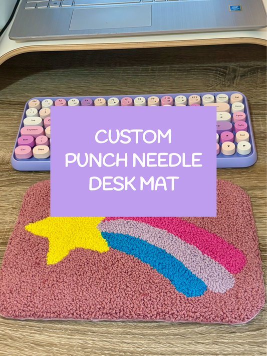 Custom punch needle desk mat, desk decor, desk accessory, office decor, custom order