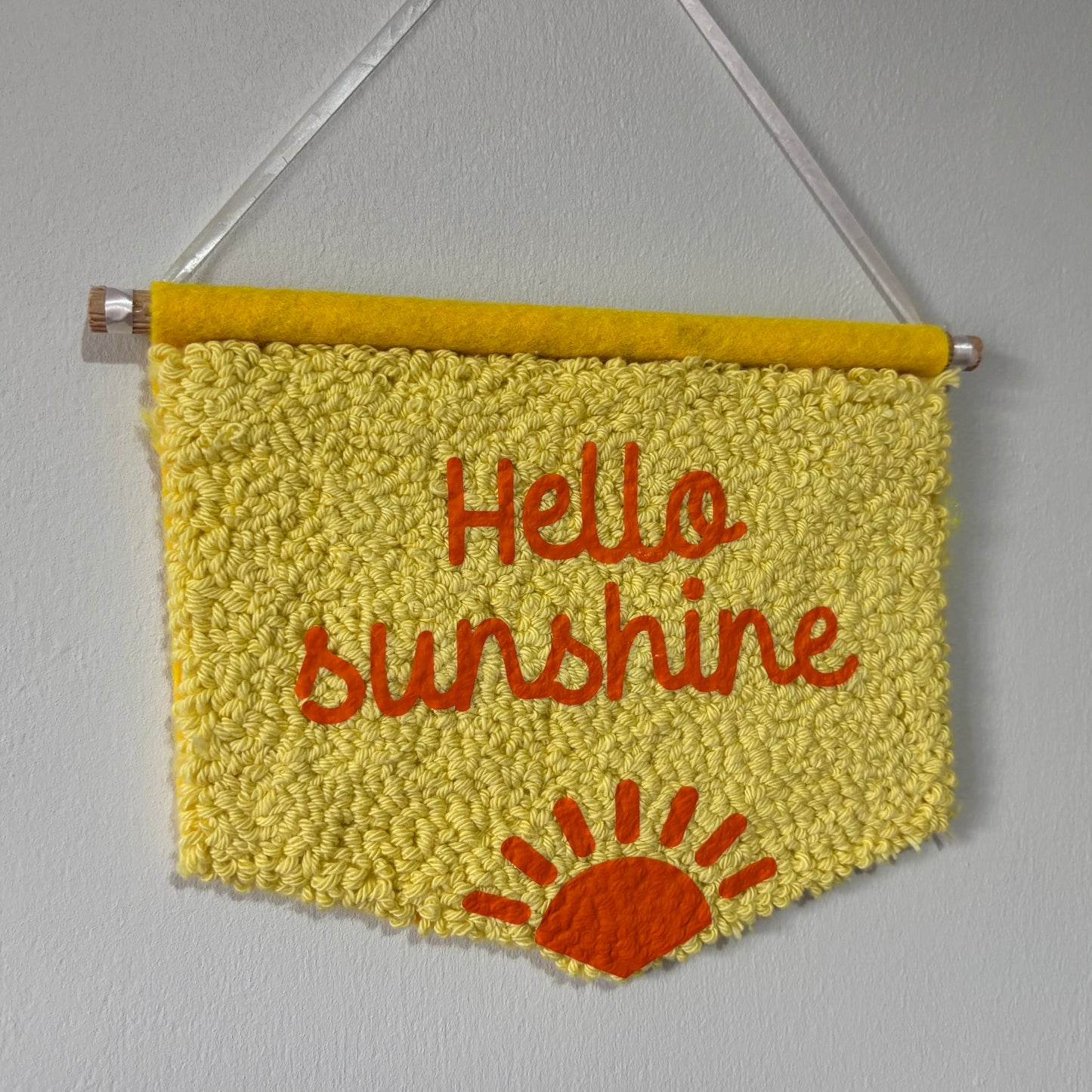 Hello sunshine punch needle banner, bedroom hanging, wall hanging, wall decor