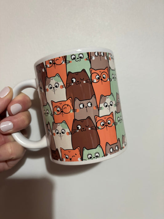 CLEARANCE cat sublimated design mug - White mug - Glass mug - Tea - Coffee - Drinks