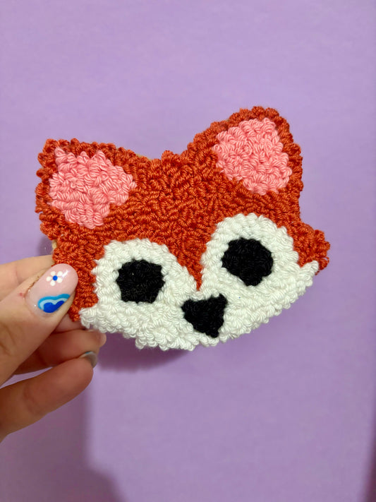 Fox punch needle drinks coaster, mug rug, cute decor, home decor, office decor