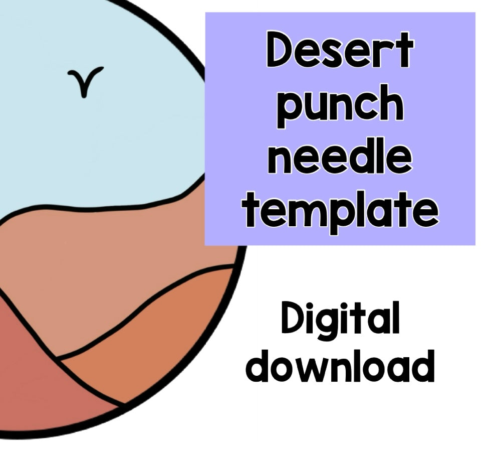 Digital download desert punch needle template, coaster, mug rug, template, pattern