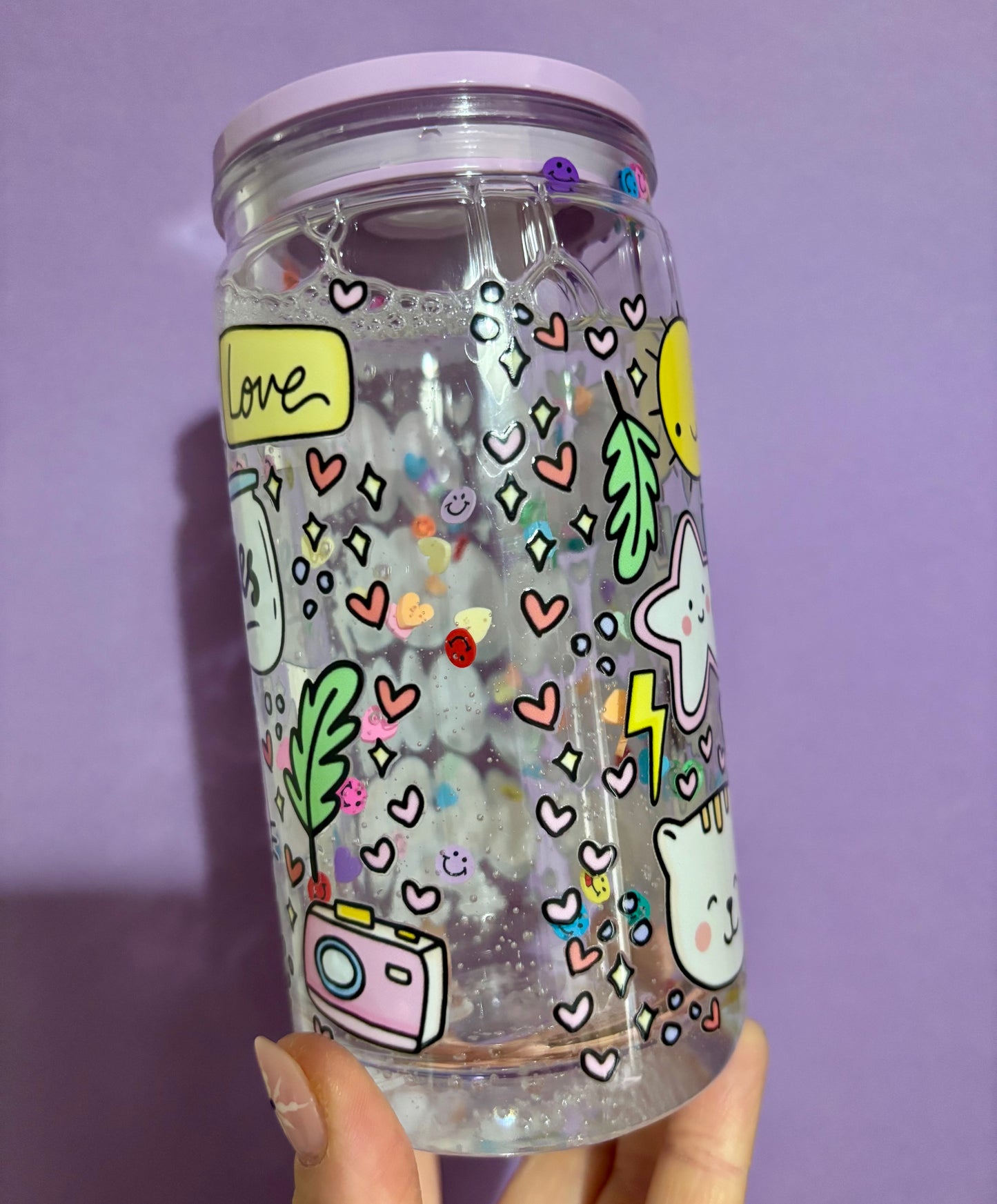 Bit of a mess themed polymer clay snowglobe tumbler