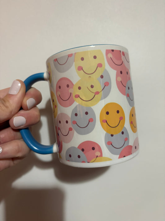 CLEARANCE smiley faces sublimated design mug - White mug - Glass mug - Tea - Coffee - Drinks