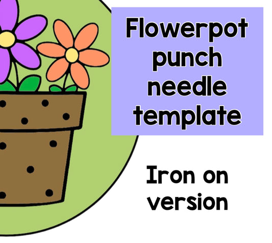 Iron on flowerpot punch needle template, coaster, mug rug, template, pattern