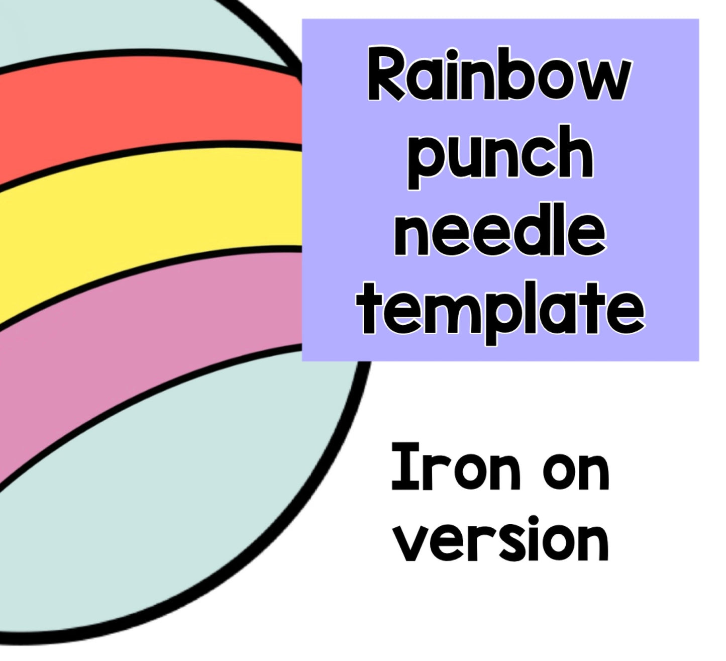 Iron on rainbow punch needle template, coaster, mug rug, template, pattern