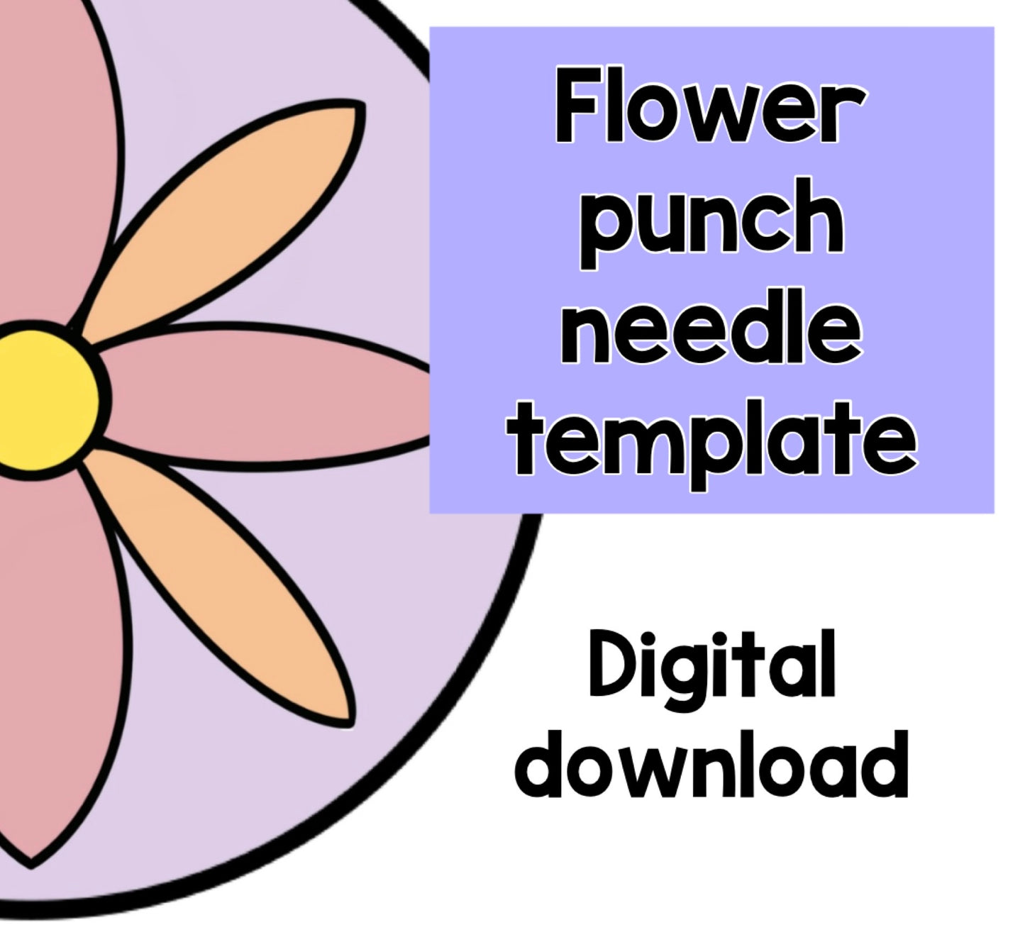 Digital download flower punch needle template, coaster, mug rug, template, pattern