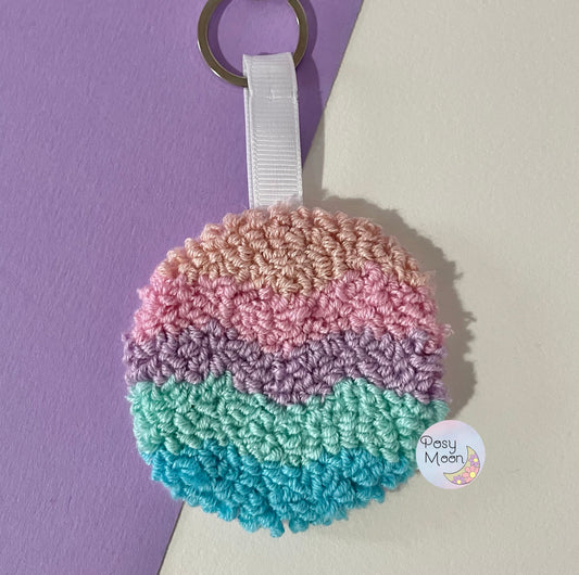 Waves punch needle keyring, cute decor, home decor, office decor, key accesory