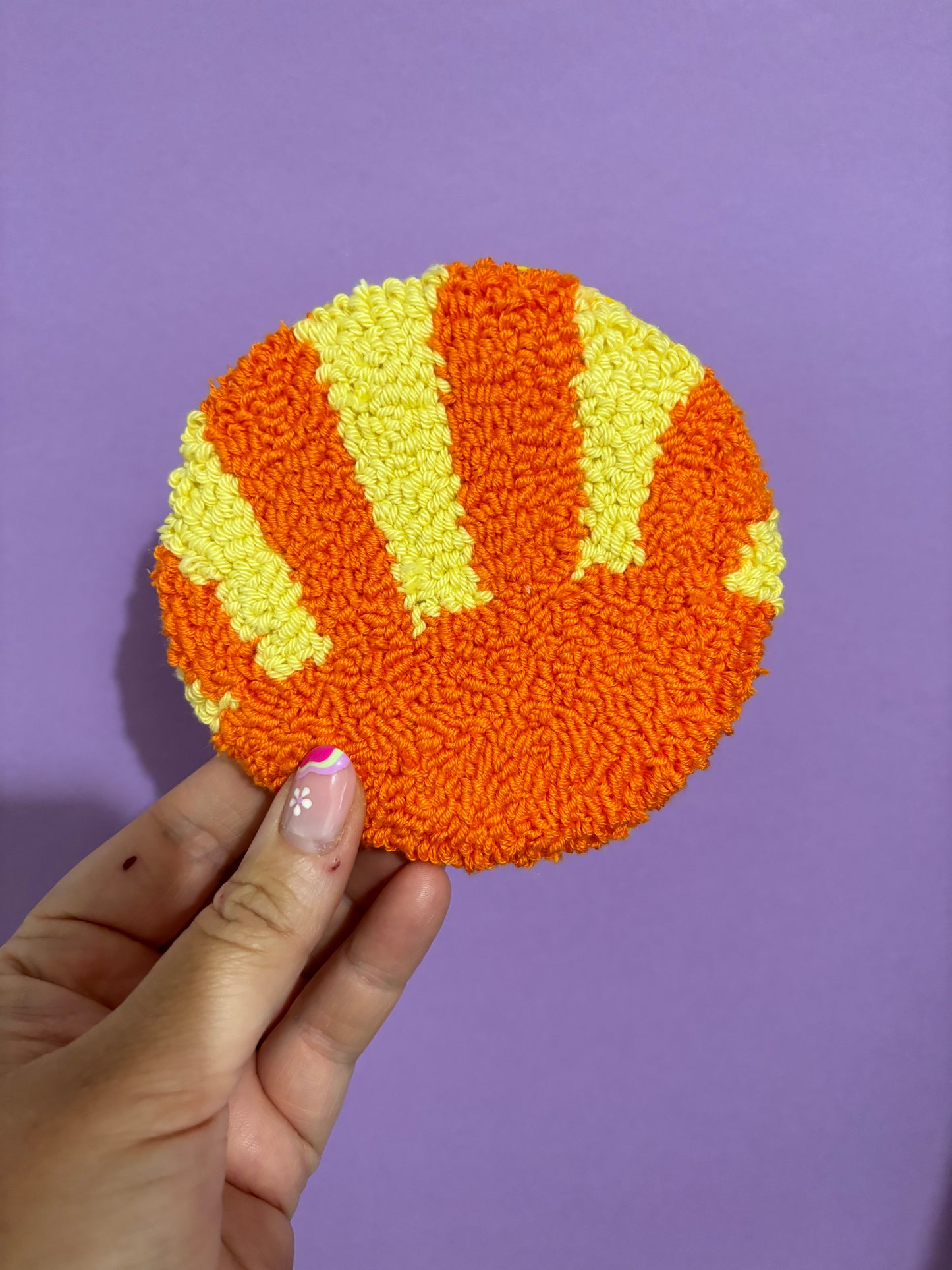 Sunshine punch needle drinks coaster, mug rug, cute decor, home decor, office decor