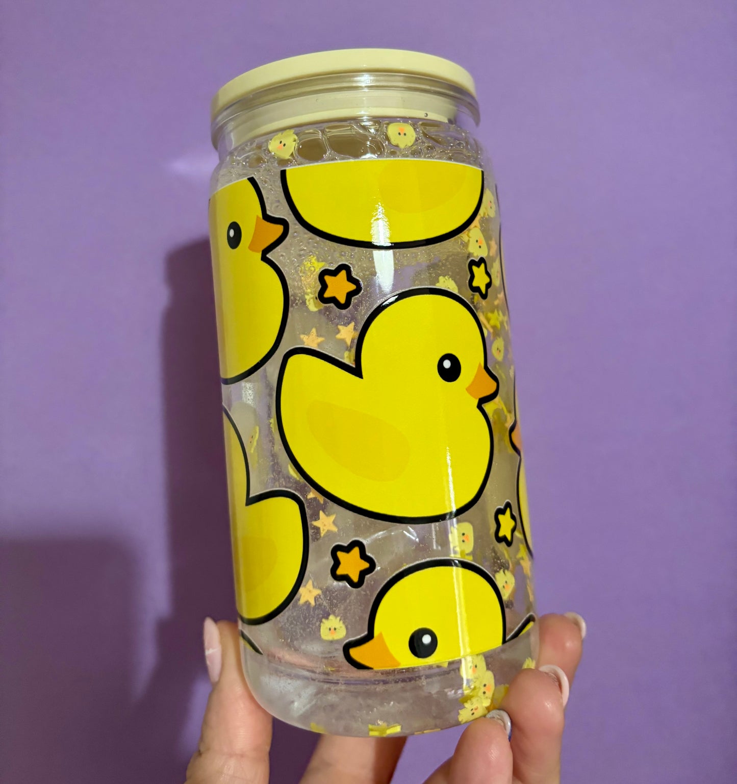 Duck themed polymer clay snowglobe tumbler