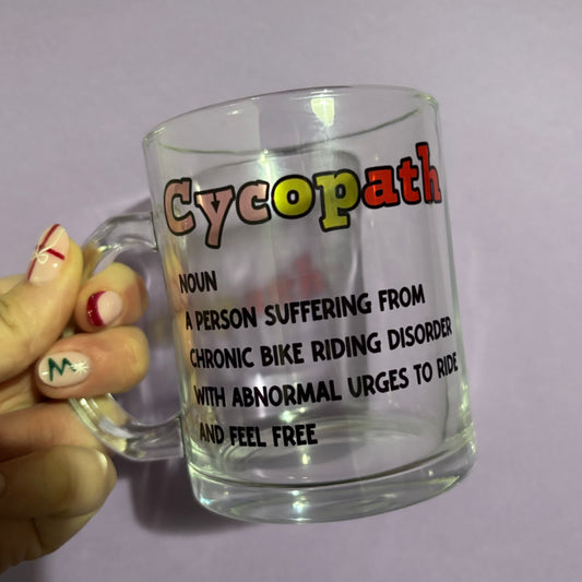 Cycopath sublimated design mug - White mug - Glass mug - Tea - Coffee - Drinks