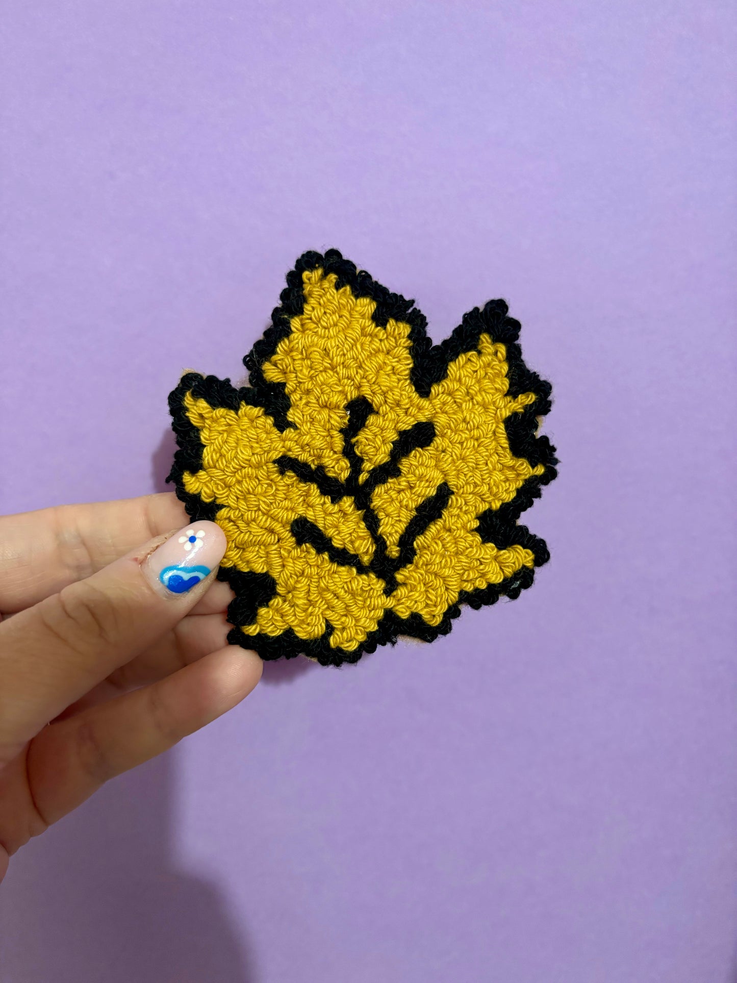 Leaf punch needle drinks coaster, mug rug, cute decor, home decor, office decor