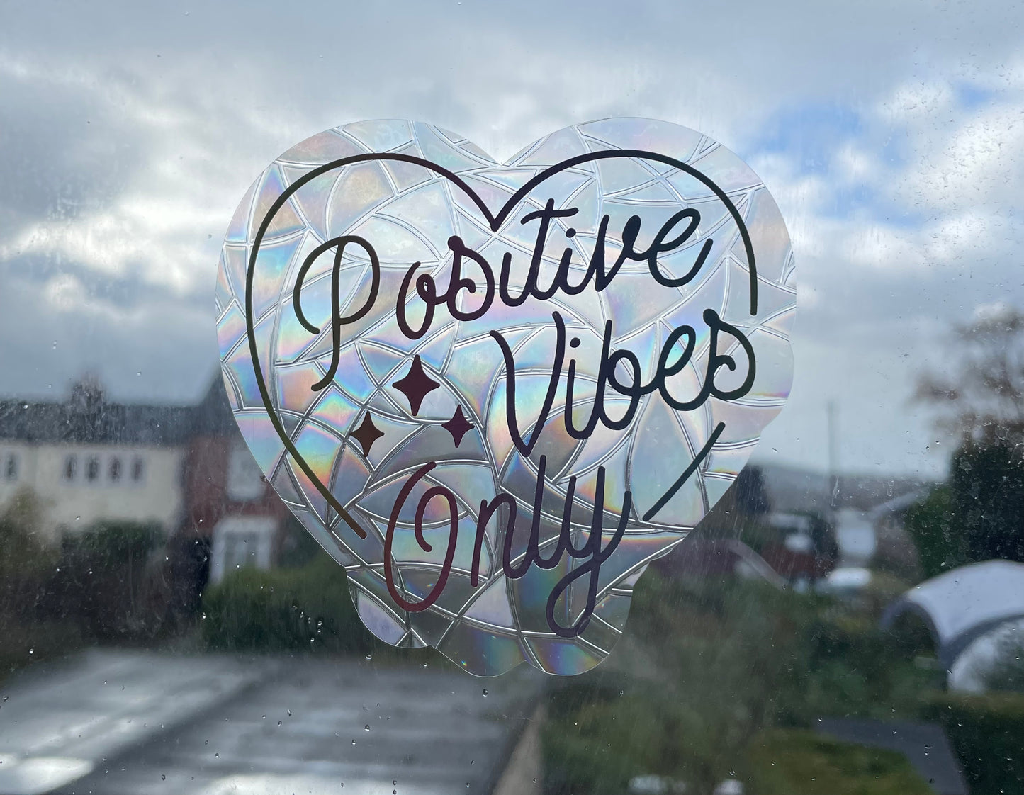 Positive vibes only suncatcher – Suncatcher – Rainbow - Window sticker – Window decal - Reusable – Home décor – Unique