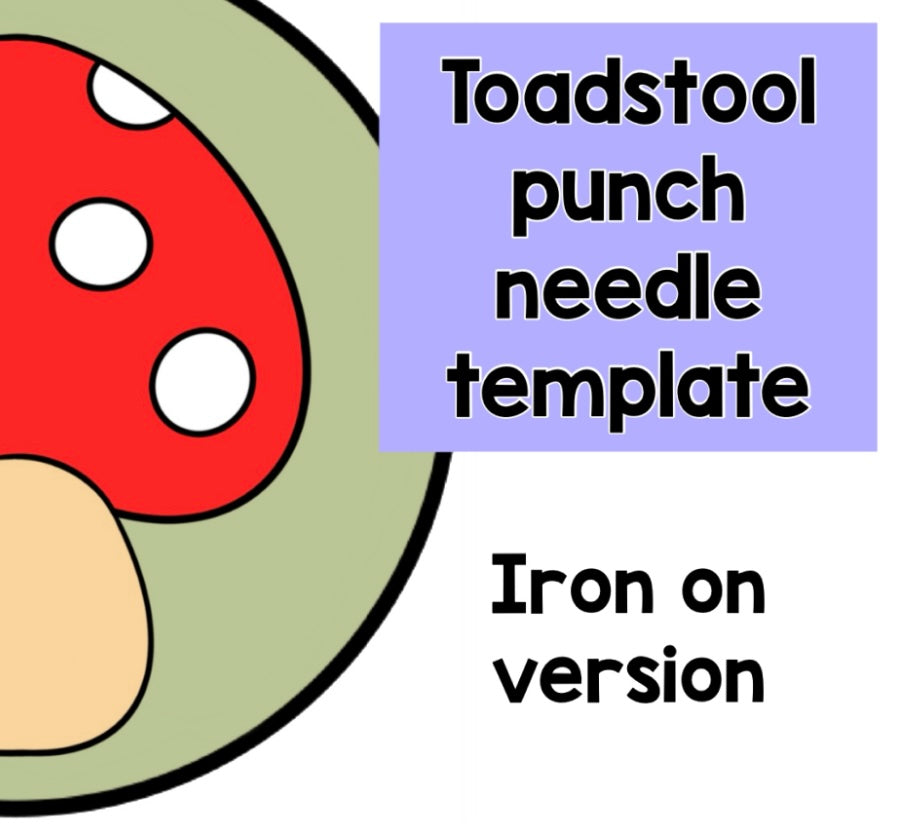 Iron on toadstool punch needle template, coaster, mug rug, template, pattern