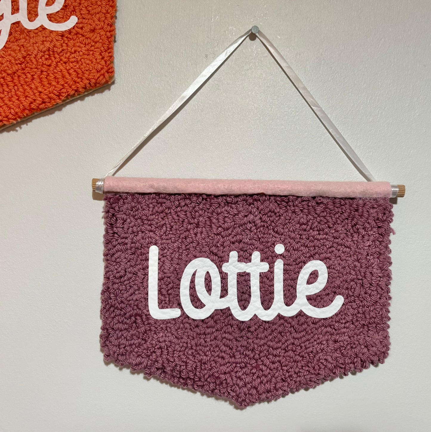 Personalised punch needle banner, name, personalised, bedroom hanging, wall hanging, playroom, wall decor