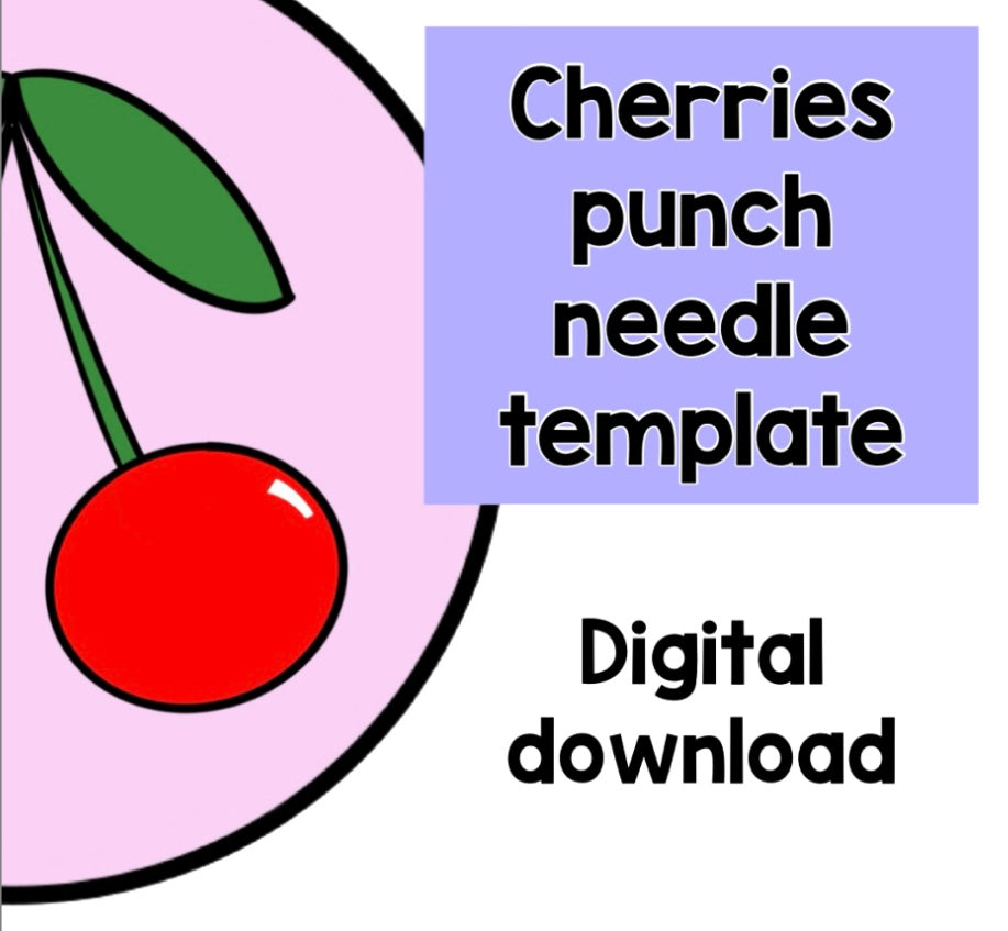 Digital download cherries punch needle template, coaster, mug rug, template, pattern