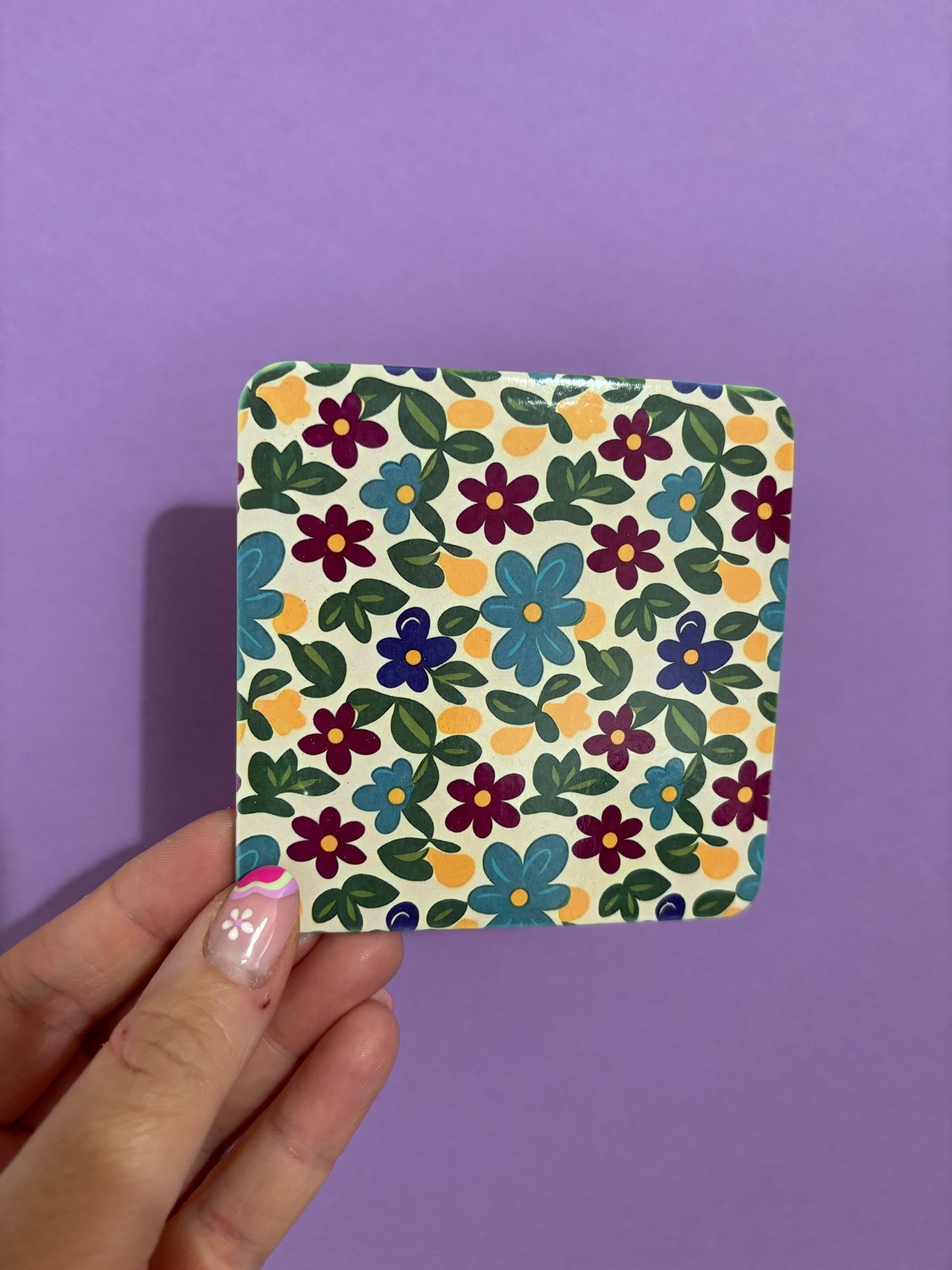 Sublimated flower pattern coaster