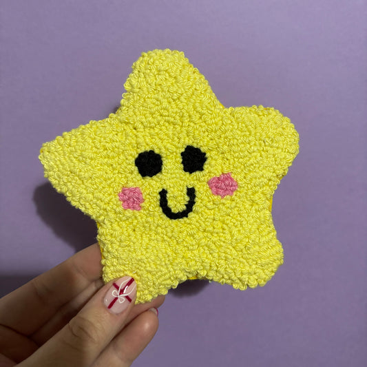 Star punch needle drinks coaster, mug rug, cute decor, home decor, office decor