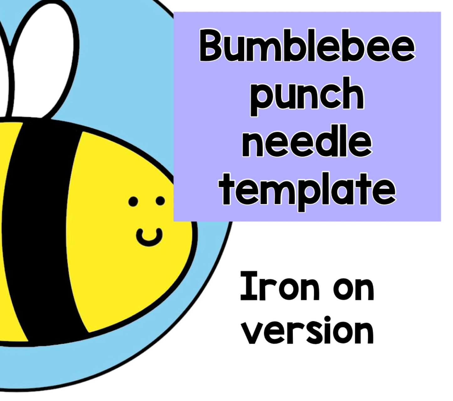 Iron on bumblebee punch needle template, coaster, mug rug, template, pattern