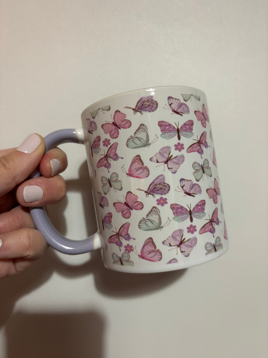 CLEARANCE butterfly sublimated design mug - White mug - Glass mug - Tea - Coffee - Drinks