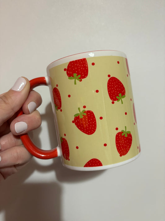 CLEARANCE strawberries sublimated design mug - White mug - Glass mug - Tea - Coffee - Drinks