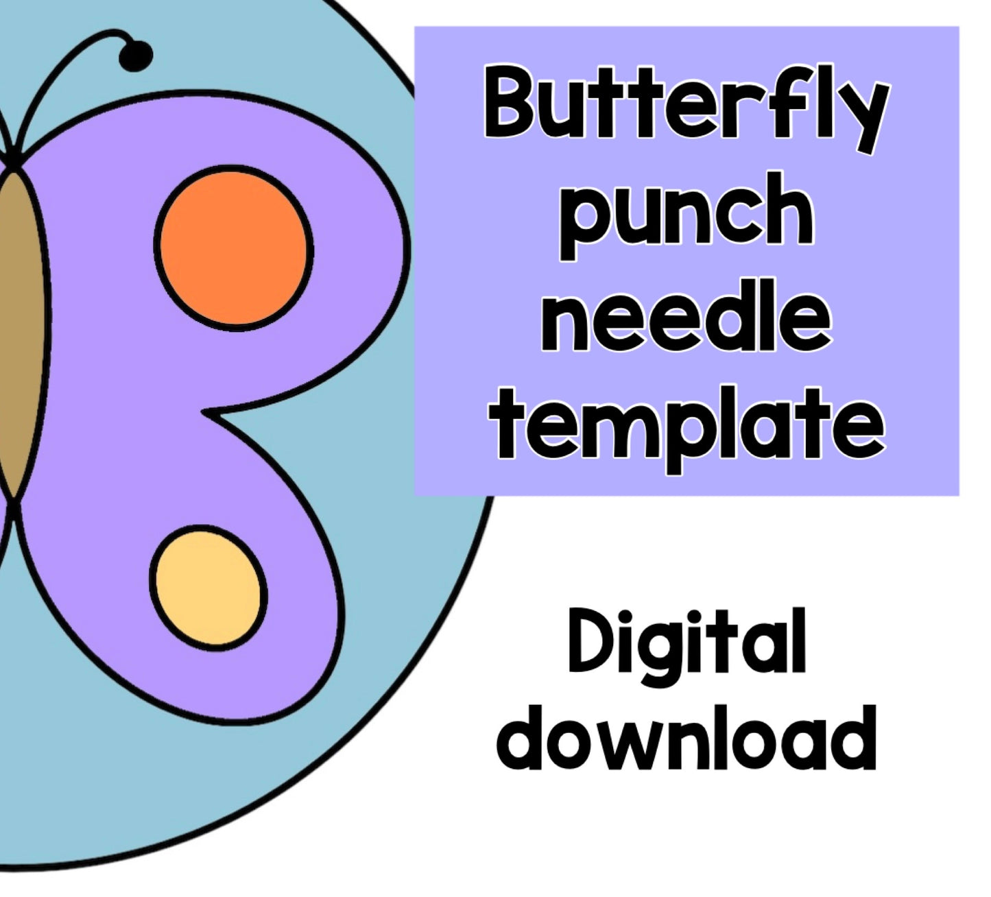 Digital download butterfly punch needle template, coaster, mug rug, template, pattern