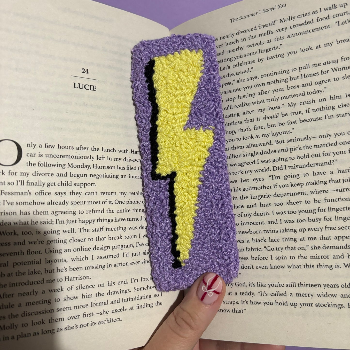 Lightning bolt punch needle bookmark, cute decor, home decor, office decor