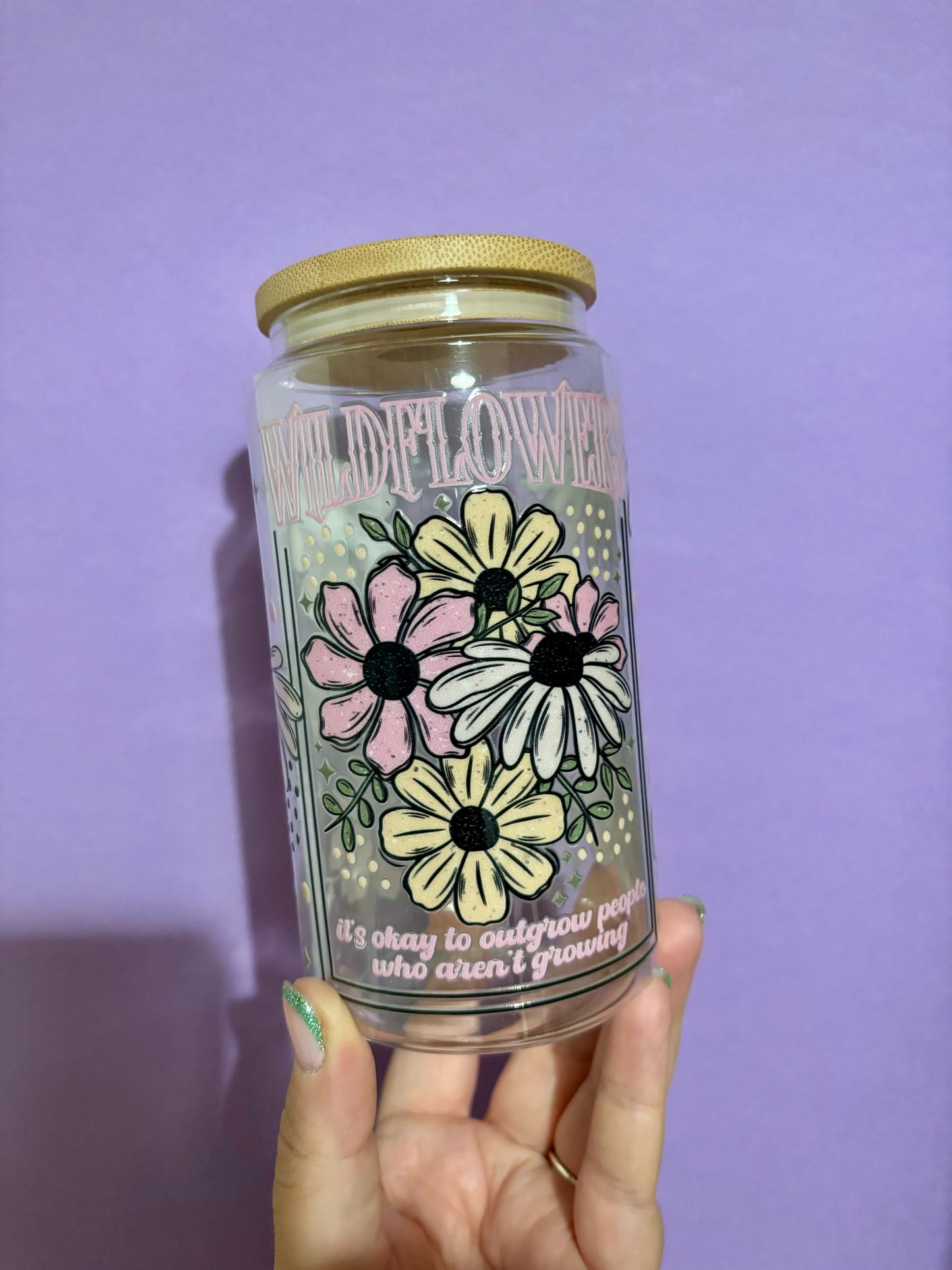 Wildflowers glass tumbler - Glass cup - Cold drinks