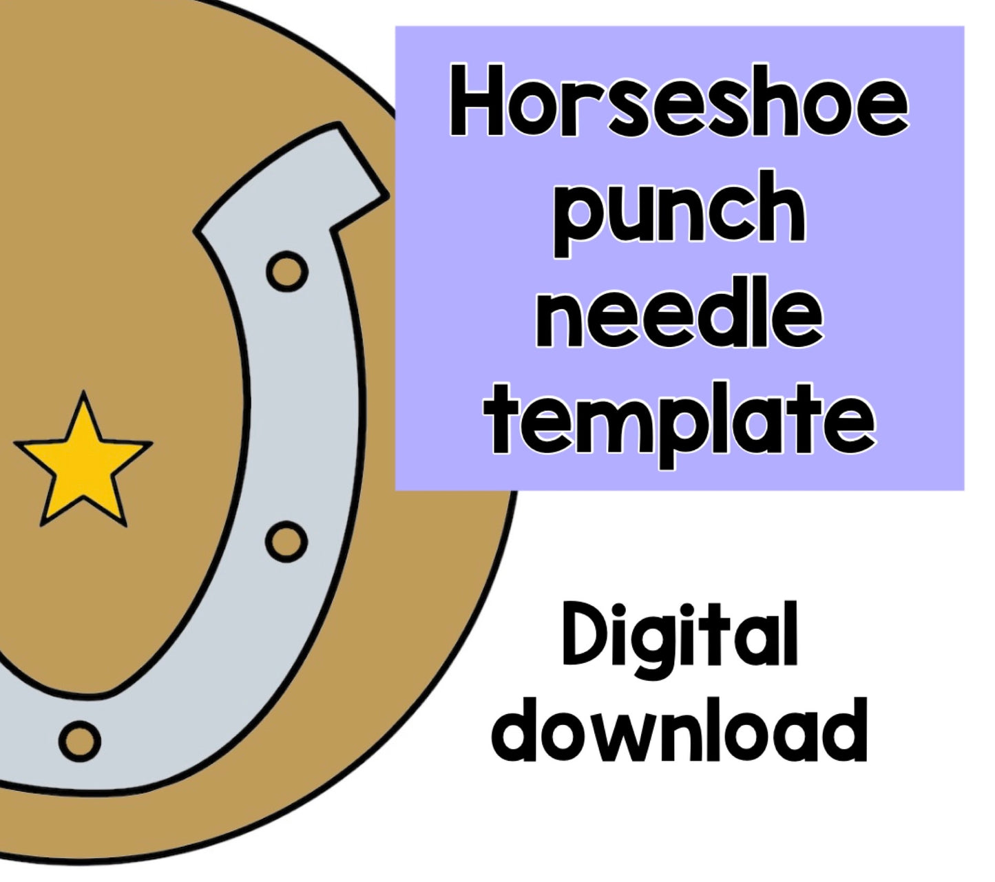 Digital download horseshoe punch needle template, coaster, mug rug, template, pattern