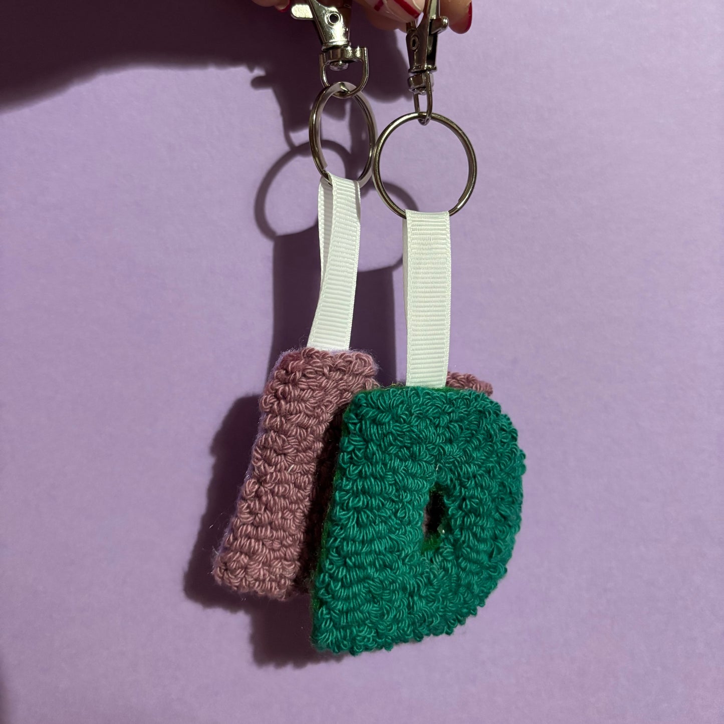 Initial punch needle keyring, cute decor, personalised, initial, key accesory